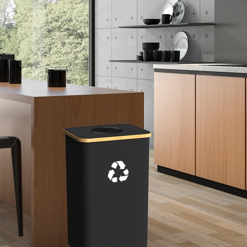 Recycling Bin 26 Gallon 100L with Lid & Removable Inner Bag, Large Collapsible Trash Can for Bottles Cans Glass & Plastic Waste