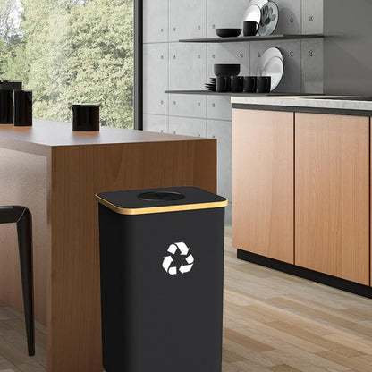 Recycling Bin 26 Gallon 100L with Lid & Removable Inner Bag, Large Collapsible Trash Can for Bottles Cans Glass & Plastic Waste