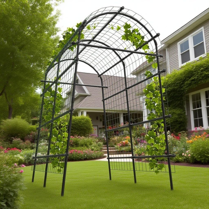 Steel Garden Trellis Arch 7ft PE-Coated Climbing Plants Vegetables