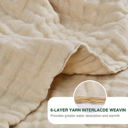 6-Layer Gauze Blanket 100% Muslin, Breathable Cotton Throw for Couch & Bed, All Season Adult Blanket