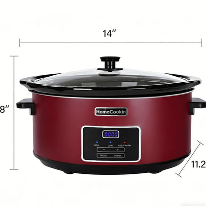 Digital Slow Cooker 6 & 7 Quart Programmable with Non-stick Ceramic Bowl, Countdown Timer & Keep