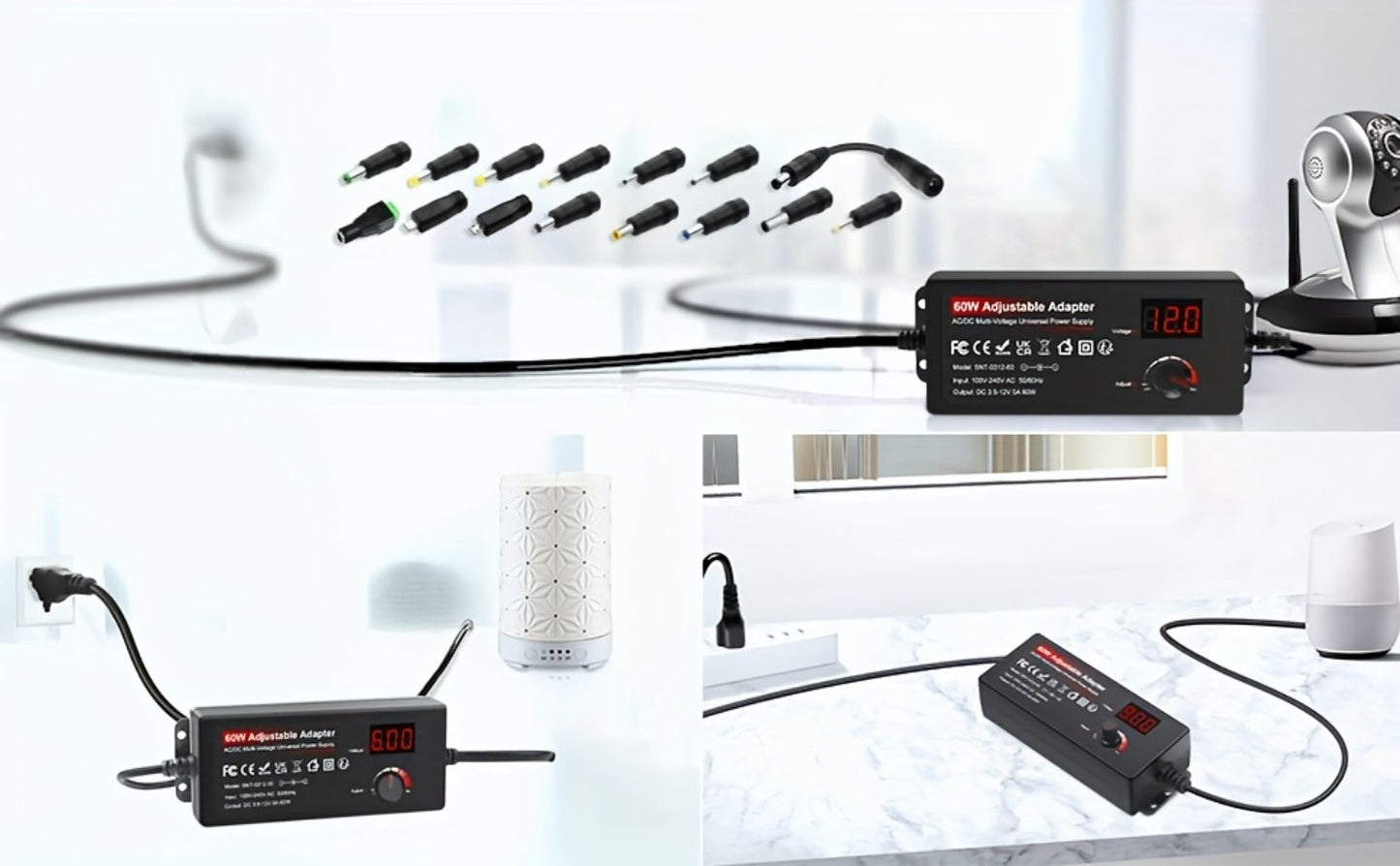 Adjustable AC DC Power Adapter 24W 3-12V 2A Universal Power Supply 100-240V with LED Voltage for an Everyday Personal Care Routine
