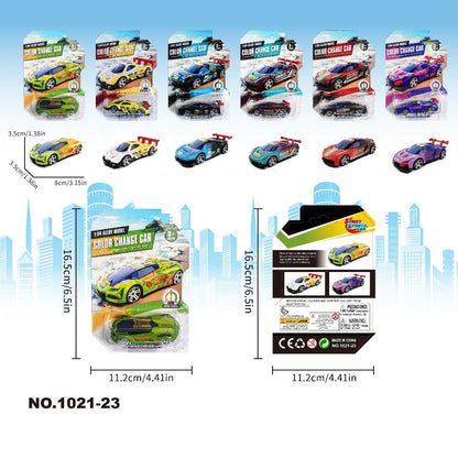Six-Piece Temperature-Responsive Color-Changing Die-Cast Toy Car Set with Assorted Vehicle Styles