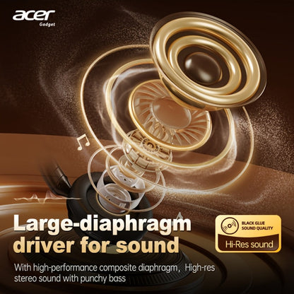 Acer OHR560 Over-Ear Headphones with Bluetooth 5.3, 40mm Drivers, ANC and ENC Labels, Foldable Earcups and AUX