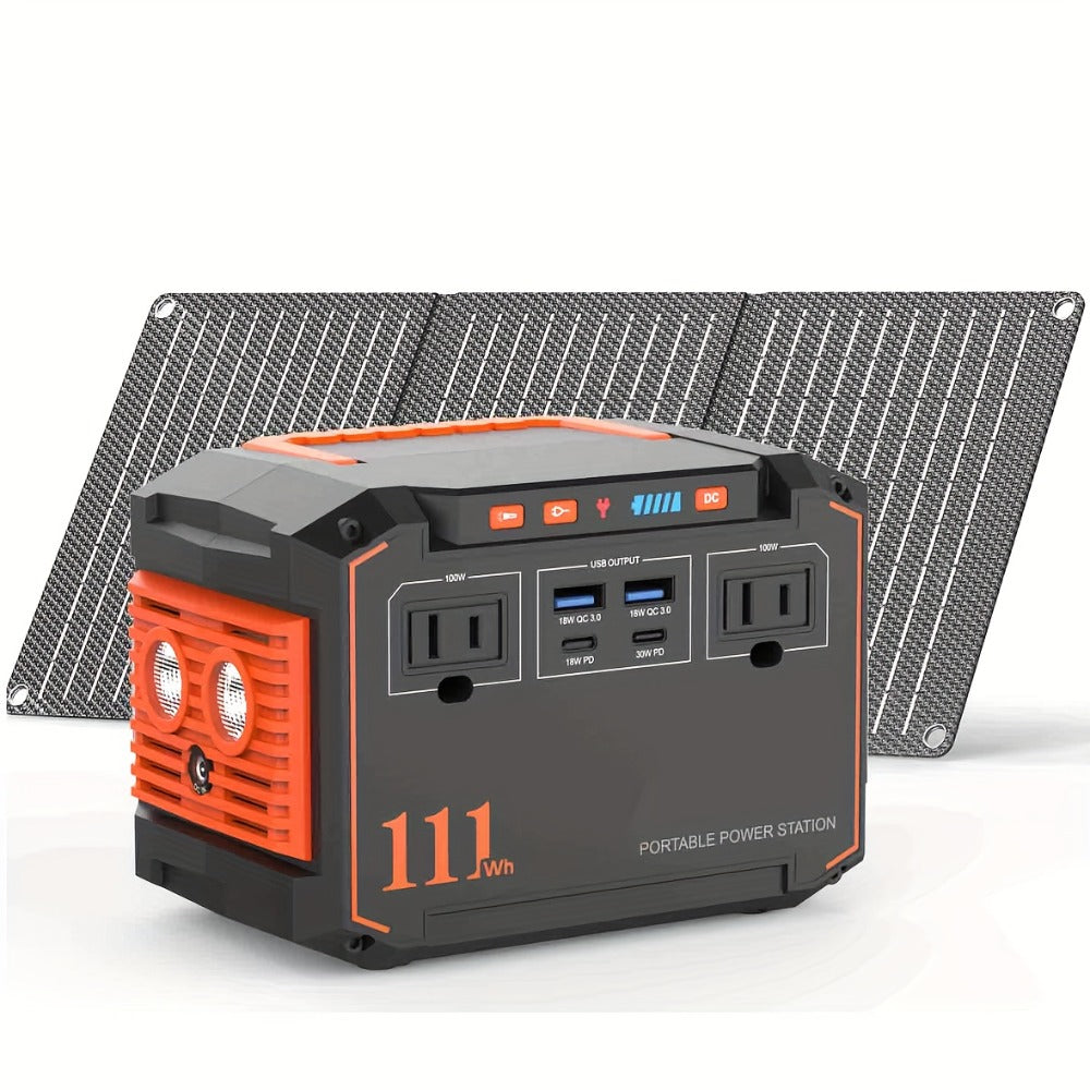 Portable Solar Generator Power Station 350W – 88.8Wh / 111Wh / 240Wh LiFePO4 Battery with AC DC USB Ports for Camping, RV