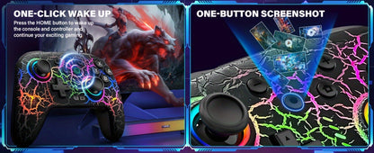 Switch Pro Controller Wireless RGB Rechargeable with 6-Axis Gyro & 10 RGB Lights, Compatible with Nintendo Switch