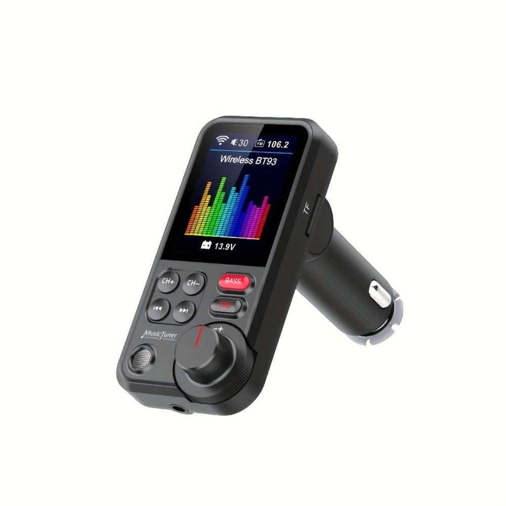 Car FM Bluetooth Transmitter with 1.8" Color Screen – 18W Fast Car Charger, Hands-Free Calls, Music Streaming, FM Modulator