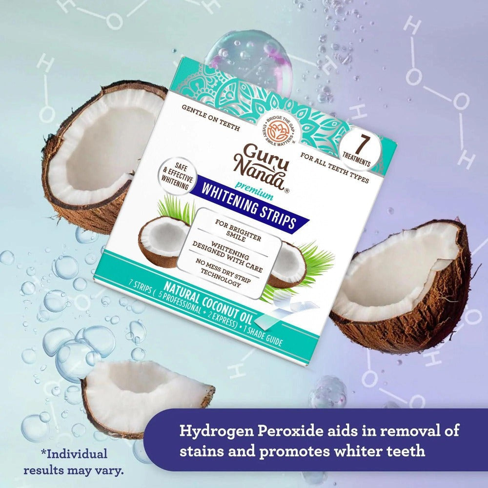 Hydrogen Peroxide Whitening Strips 7-Day Treatment, Non-Slip Dry Strip Technology with Coconut Oil Formula