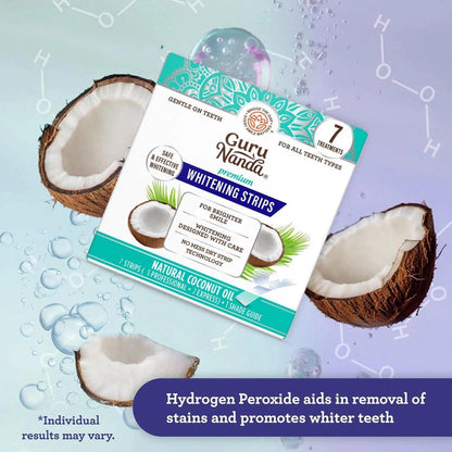 Hydrogen Peroxide Whitening Strips 7-Day Treatment, Non-Slip Dry Strip Technology with Coconut Oil Formula