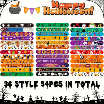 Halloween Slap Bracelets Bulk for Kids, 54/100PCS Halloween Party Favors for Boys & Girls, Spooky Bag Stuffers