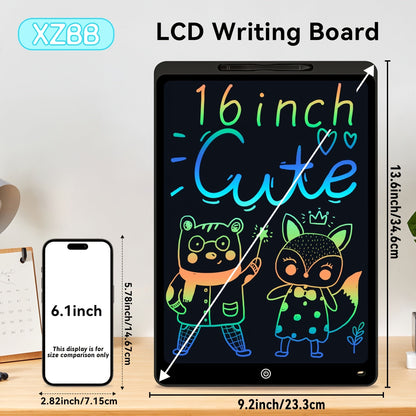 Large LCD Drawing Tablet for Kids 16 & 20 Inch, Colorful Erasable Electronic Doodle Board Reusable Writing Pad