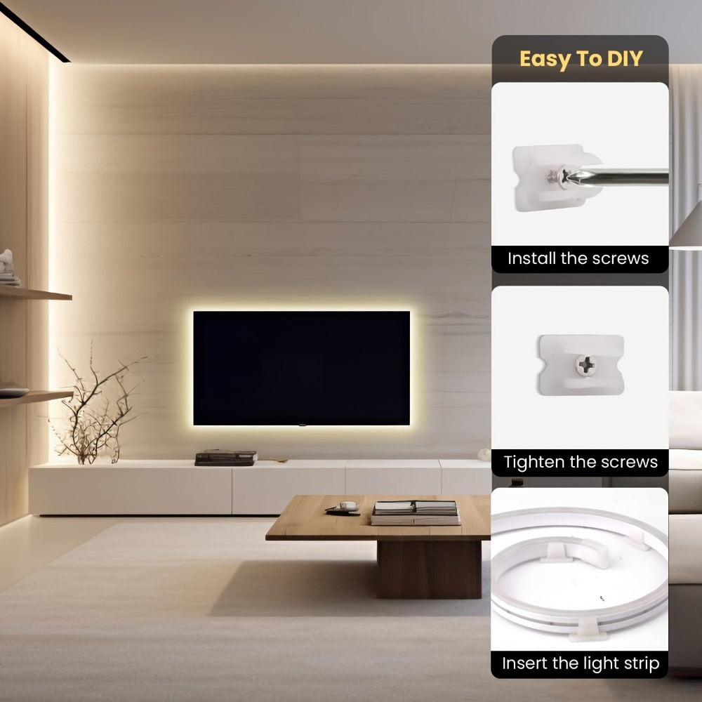 LED Neon Light Strip 32.8ft 10m 1200 LEDs Super Bright, 24V Flexible Neon Strip with Power Adapter & Mounting Clips