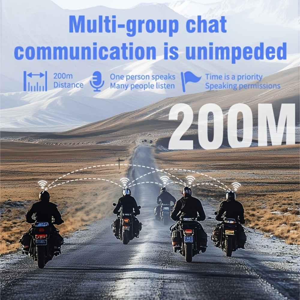 Motorcycle Helmet Bluetooth Intercom Headset 500M Range Bluetooth 5.3 LED Display Noise Cancelling Voice Control FM Radio Music Sharing