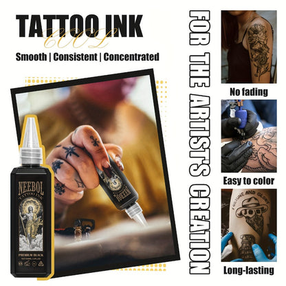 Tattoo Ink Neebol Black 3.38oz 100ml Single Bottle with Black Ink Configuration with Item-Specific Color, Capacity and Bottle Choices