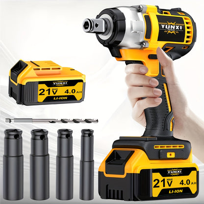 21V Cordless Drill Brushless Impact Wrench Multifunctional, Lithium Battery, Quick Charger, Variable Speed