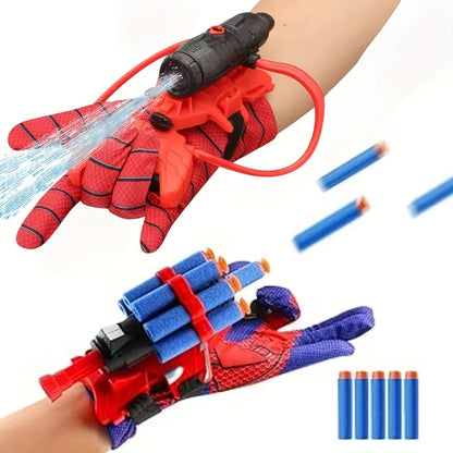 Wrist Spider Web Shooter Toy for Kids & Teens, Superhero Web Launcher Set with Eye Mask Target & Water Gun