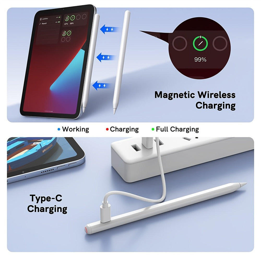 iPad Stylus Pen 2nd Generation, Palm Rejection Magnetic Charging USB Rechargeable, Compatible with iPad Air 5/4/3