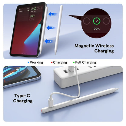 iPad Stylus Pen 2nd Generation, Palm Rejection Magnetic Charging USB Rechargeable, Compatible with iPad Air 5/4/3