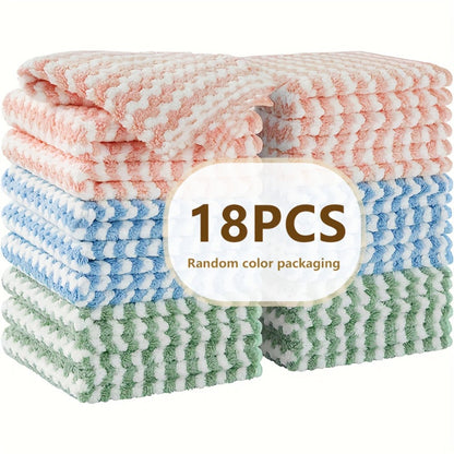 Microfiber Cleaning Cloths 18 Pack Ultra-Fine Fiber Reusable Dishwashing Cloths Knit Texture Multi-Color Assorted for Home Kitchen Dish