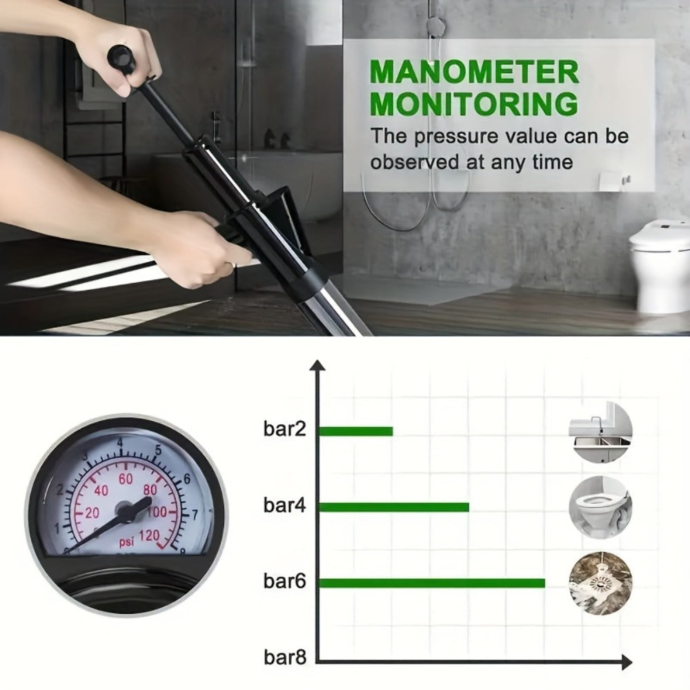 Air Pressure Drain Unclogger, One-Shot Toilet Dredging Tool for Kitchen & Bathroom, Sewer Pipe Blockage Remover