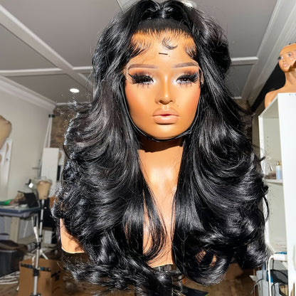 Body Wave Lace Front Wig 13x4 HD Transparent Lace 30 Inch Human Hair Glueless Bye Bye Knots Pre, for Home, Travel and Salon Hair Styling