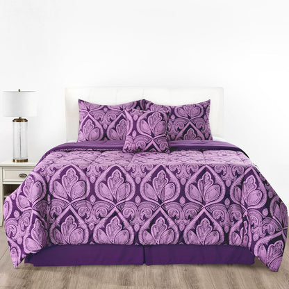 5-Piece Comforter Set, Down Alternative Reversible Quilted Bedding with Bed Skirt & Pillow Shams