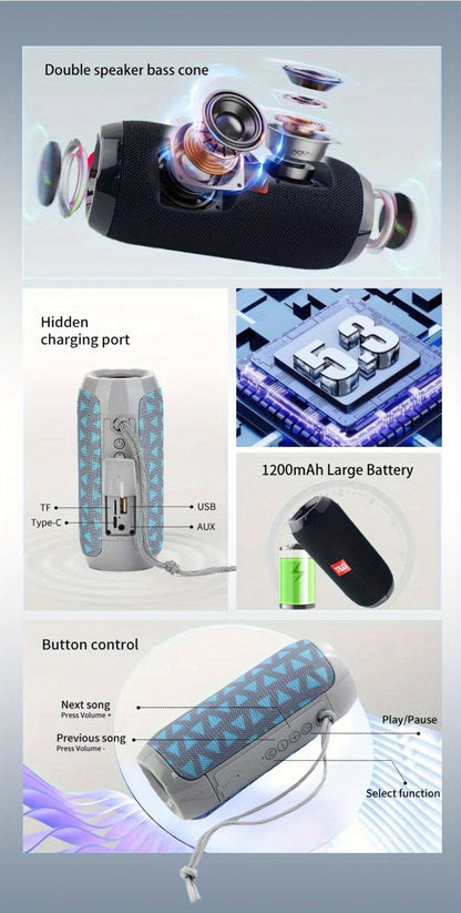 Portable Bluetooth Speaker TG117 with 10W Output, IPX4, 1200mAh Battery, 33ft Range and Mic
