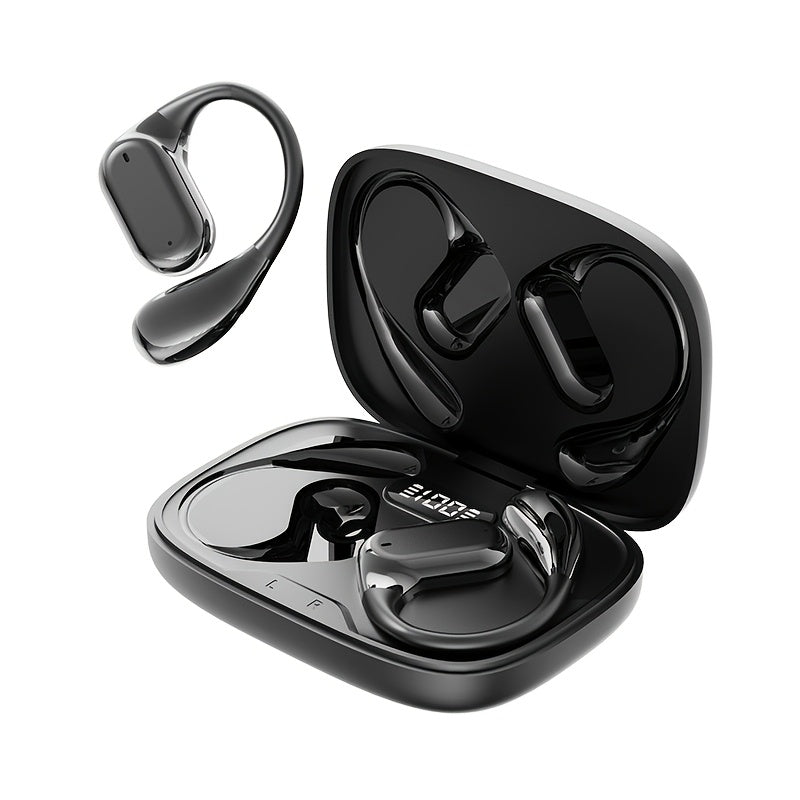 PAVUN Bluetooth 5.4 Open Ear Wireless Earbuds, ENC Noise Cancelling 9D Stereo Bass Sport Earphones