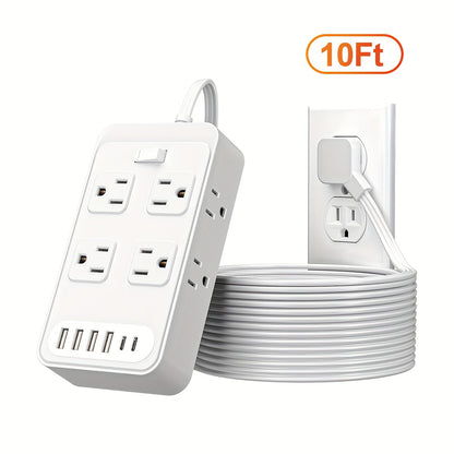One-Touch Switch Desk Charging Station 14-in-1, 8 Widely Distributed AC Outlets & 6 USB Ports (4 USB-A + 2 USB-C)