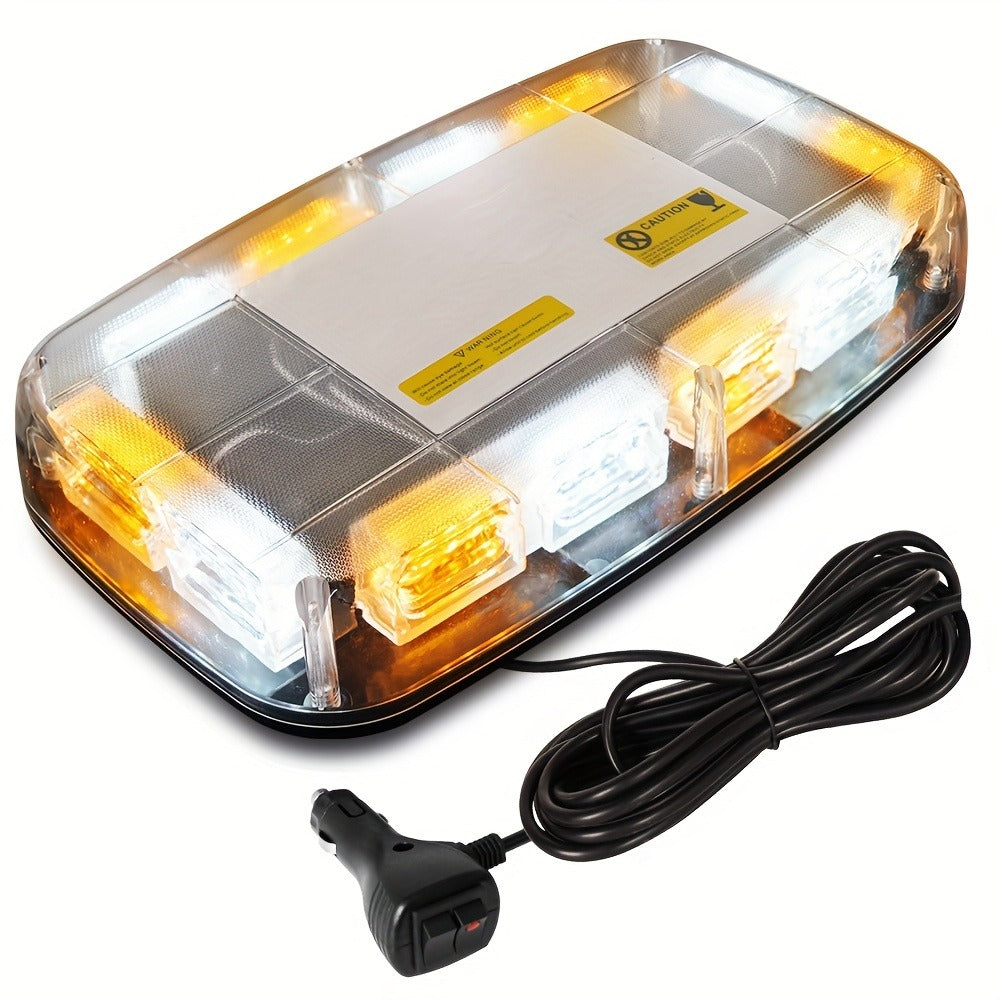 48 LED Roof Strobe Light Bar IP67 Waterproof Magnetic Mount Emergency Warning Light 12-24V for Plow Trucks Construction Vehicles Cars