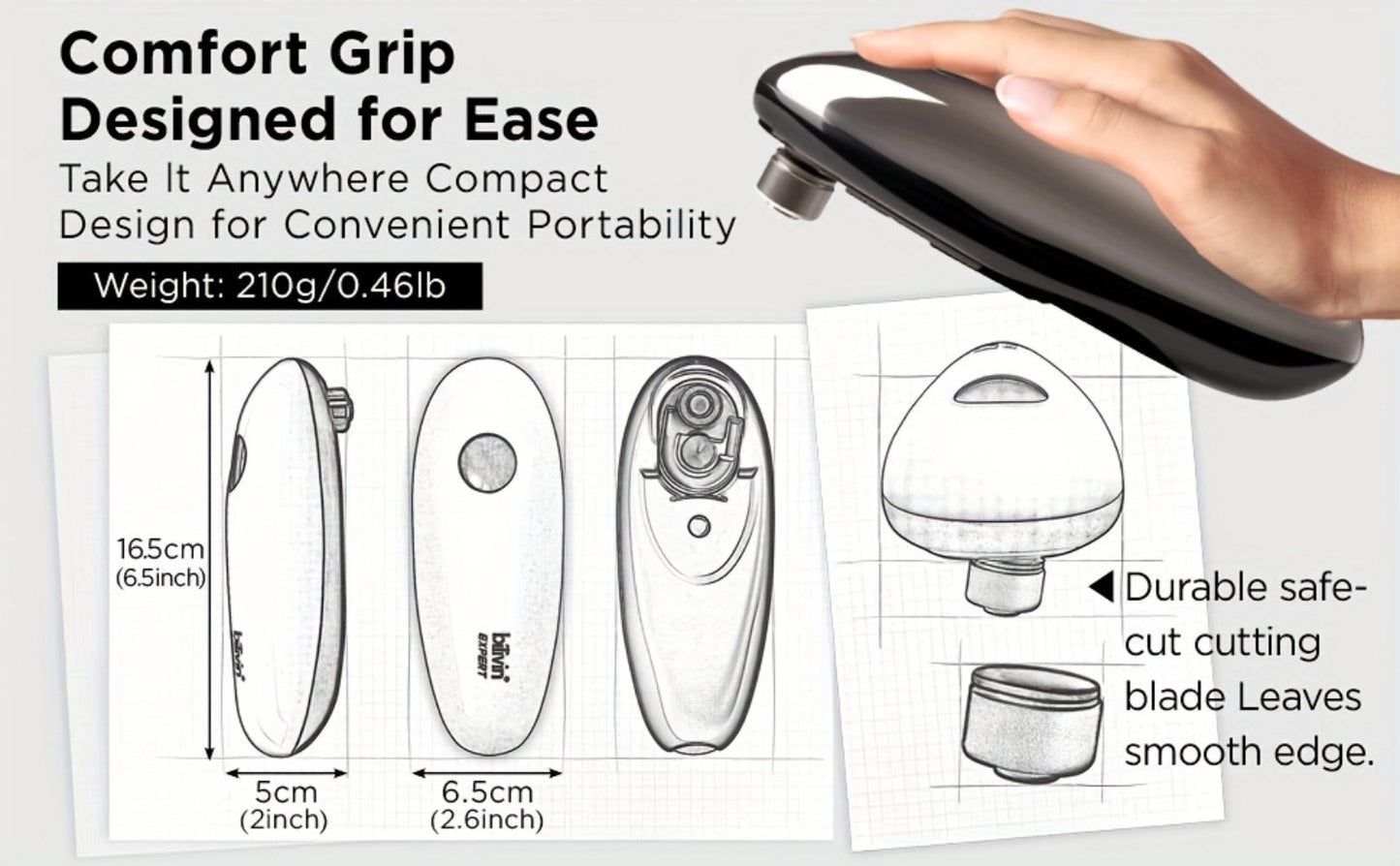 Kitchen Expert Battery Can Opener with One-Touch Control, Circular Rim Operation and Four Colors