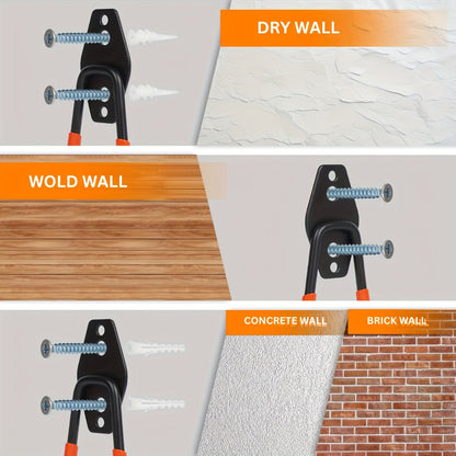 Garage Wall Hooks Storage Rack - Iron Utility Hooks for Power Tools, Ladders, Bikes, Ropes - Wall Mount Organizer for Garage