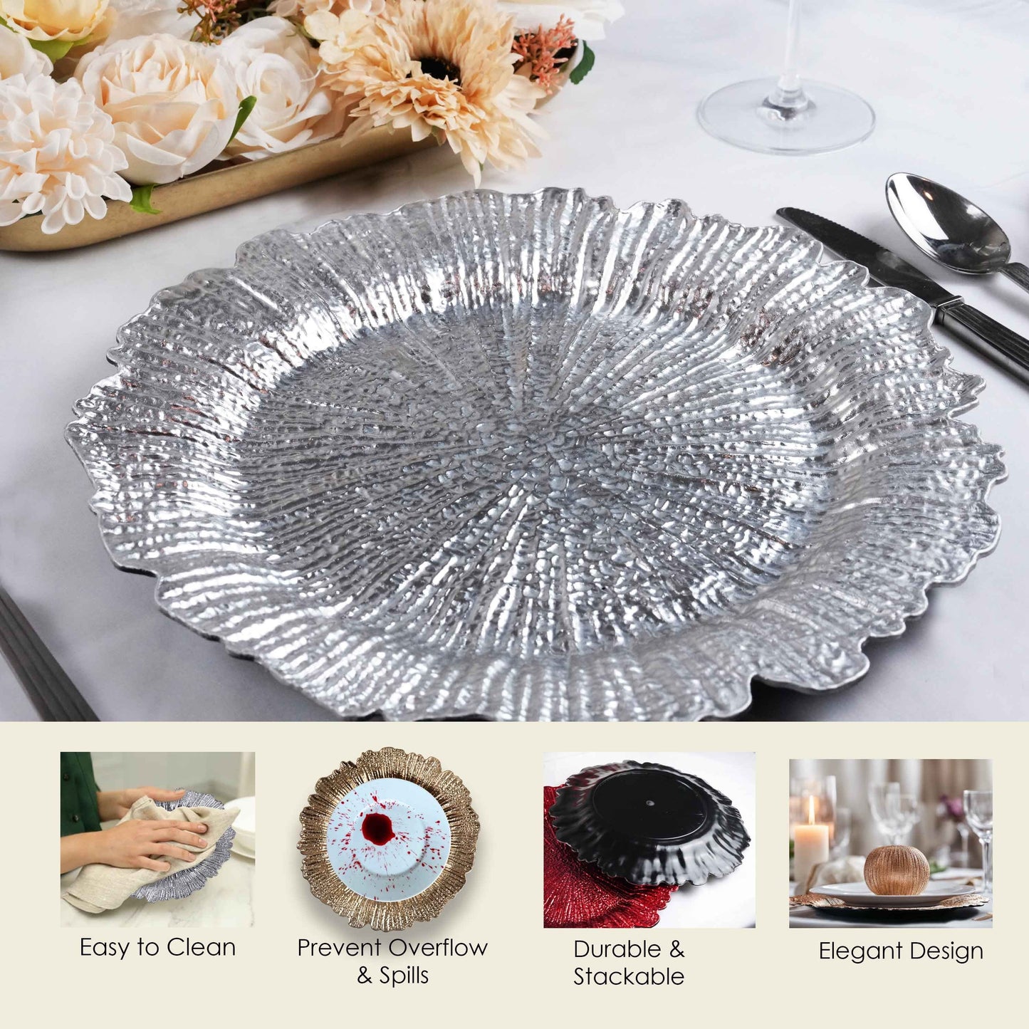 Charger Plates 13 Inch Set of 24 for Entryways, Bedrooms and Living Spaces, with the Listed Configuration