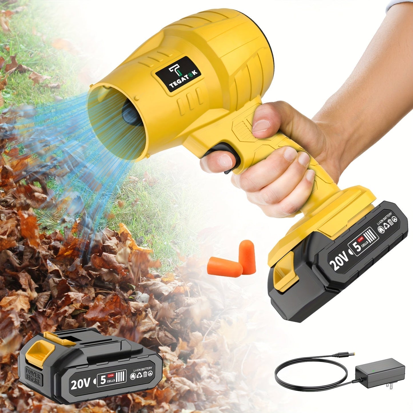 Cordless Air Blower, Electric Jet Dryer Car Snow Dust Leaf Blowing for Garden, Patio and Yard Use