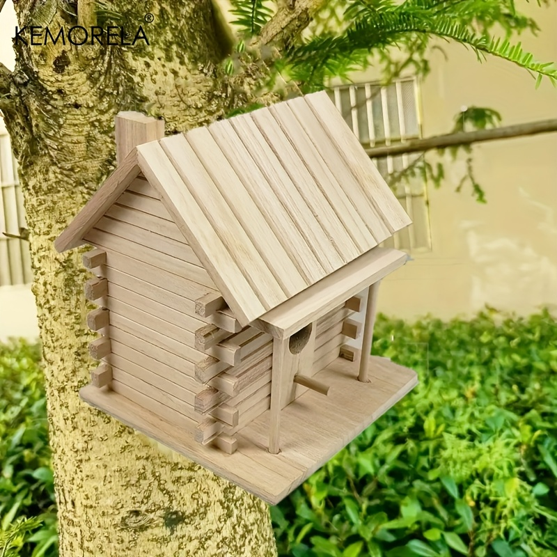 Wooden Bird Nest Breeding Box for Parrots & Small Birds – Hanging Outdoor Cage Accessory, Natural Solid Wood Birdhouse