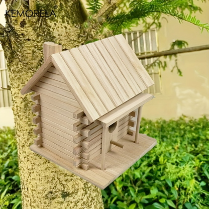 Wooden Bird Nest Breeding Box for Parrots & Small Birds – Hanging Outdoor Cage Accessory, Natural Solid Wood Birdhouse