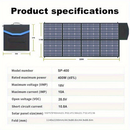 Monocrystalline High Power Solar Panel, 400W/200W/100W Portable Solar Panel, Foldable Solar Blanket