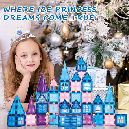 Castle Magnetic Tiles Building Set 102 or 116 Pcs, 3D STEM Sensory Blocks, Pretend Castle Playset for Preschool Boys & Girls Ages 3+
