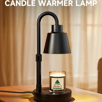 Black Candle Warmer Lamp in One- or Two-Pack Options with Conical Shade, Adjustable Height and Timer Controller