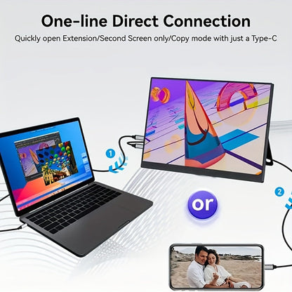 15.6 Inch Portable Monitor 1080P Touchscreen USB-C, 100% sRGB 72% NTSC IPS Travel External Second Screen for Laptop PC iPhone Android