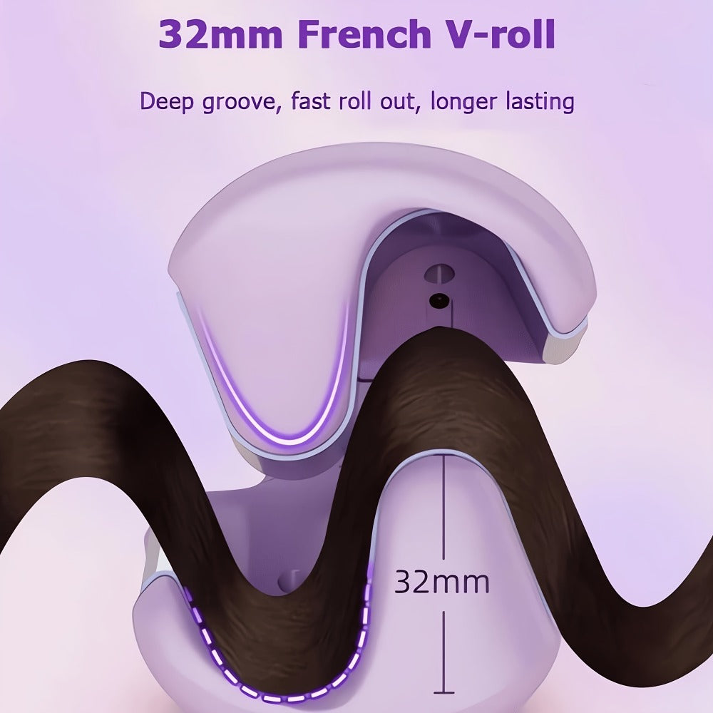 32mm Wave Curling Iron - Women's Hair Curler for Deep Curls & Instant Beach Waves, Professional Salon Styling Tool for All Hair Types
