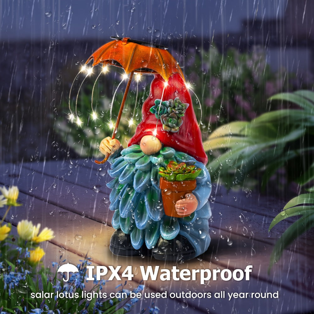 Solar Light Elf Resin Statue, Outdoor Garden Figurine That Automatically Lights Up at Night, Holiday Collectible Decor for Christmas