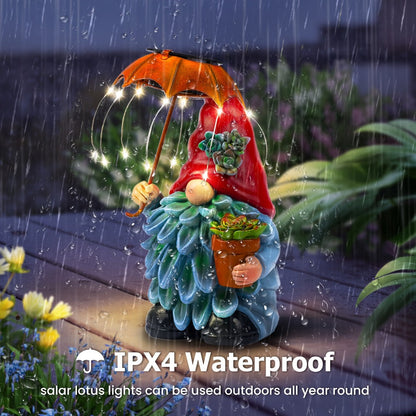 Solar Light Elf Resin Statue, Outdoor Garden Figurine That Automatically Lights Up at Night, Holiday Collectible Decor for Christmas