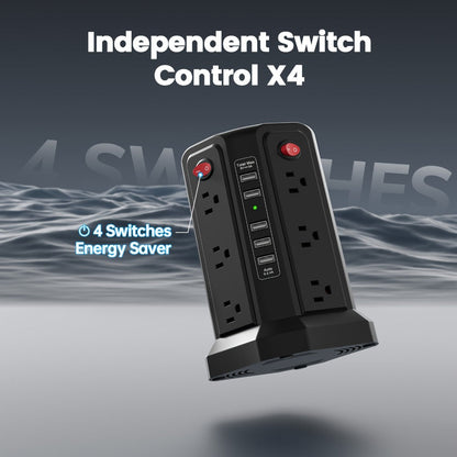 Surge Protector Power Strip Tower with 12 AC Outlets 5 USB Ports 8.8FT Extension Cord Night Light for an Everyday Personal Care Routine
