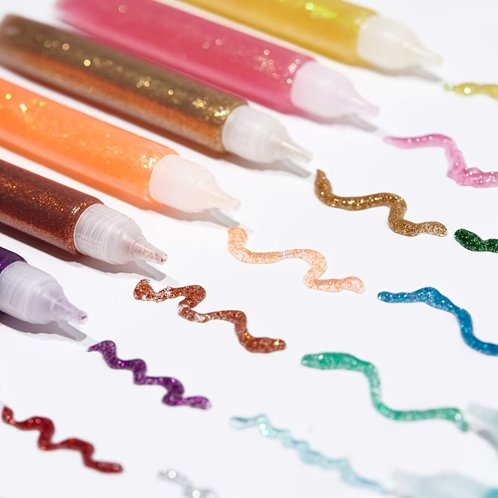 Glitter Glue Pens 30 Count Sparkle Set for Kids, 15 Colors Extra Fine Gel Glue for Arts Crafts Scrapbooking Slime School Projects