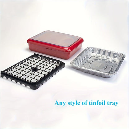 Aluminum Foil Tray with Lid - 2-in-1 Stackable BBQ Salad Serving Container for Picnic Party Kitchen