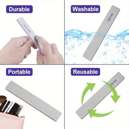 Emery Boards Nail Files 50 Pack 100 180 Grit Double Sided Professional Fingernail Filer Set Reusable for Natural Acrylic Gel Nails Manicure