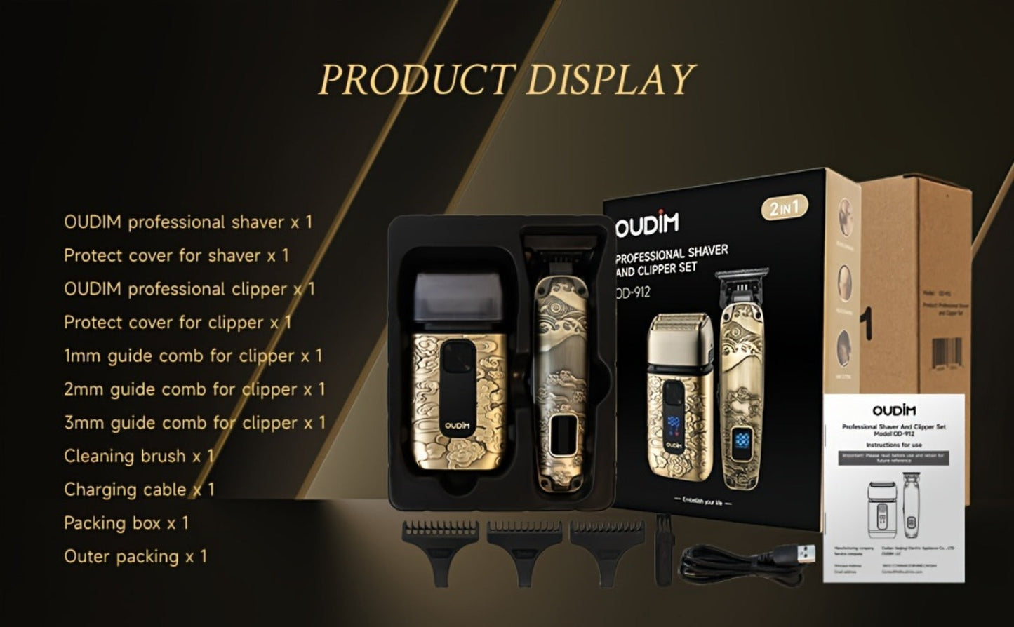 Foil Shaver for Men 2-in-1 Hair Clipper & Beard Trimmer Grooming Kit - Cordless Rechargeable Electric Razor for Face Mustache Bald Head