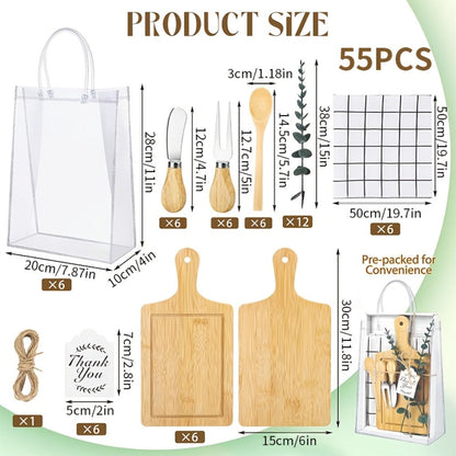 Pizza Board Gift Set with Knives Spoons Gift Bag and Kitchen Towel - Charcuterie Cheese Board Set for Bridal Shower Party Favor