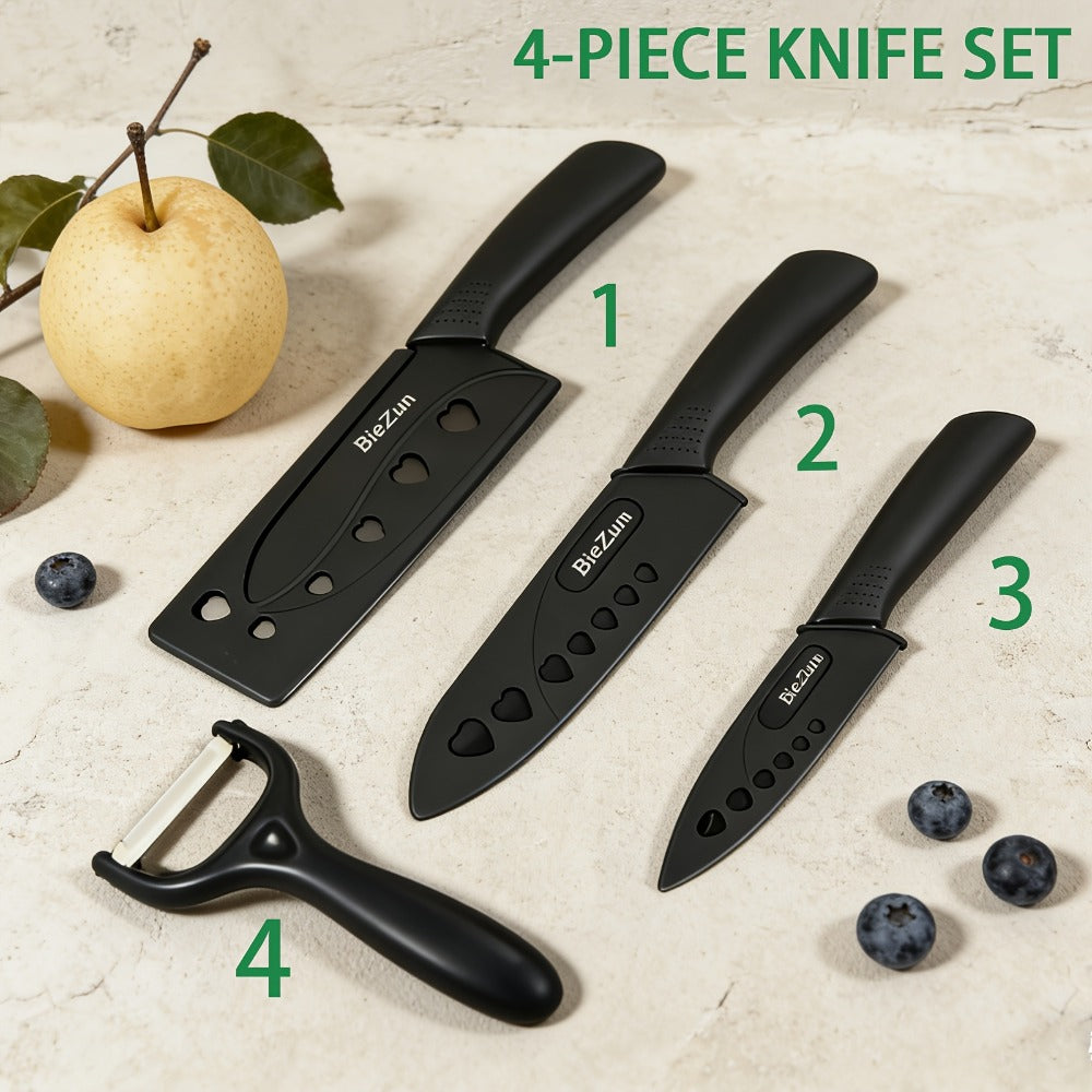 Kitchen Knife Set 4- or 7-Piece Forged Stainless Steel with Boning, Slicing, Butcher Knives, Shears and Rack Options